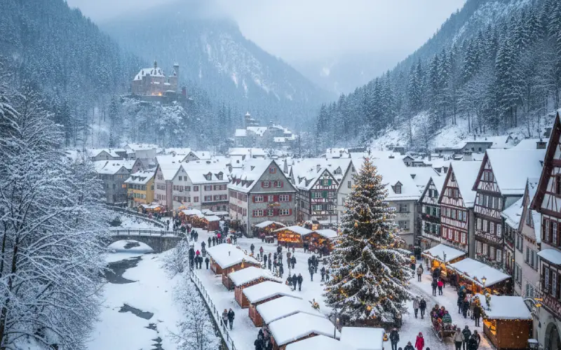 Germany complete with snow-covered scenery and festive charm