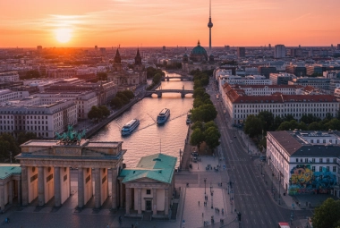 Berlin sunset over Brandenburg Gate